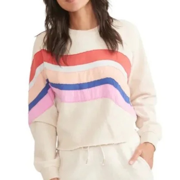 Marine Layer Tops - Marine Layer Archive Cozy Surfcore Beachgirl Crop Oh Hey Pullover Size:S